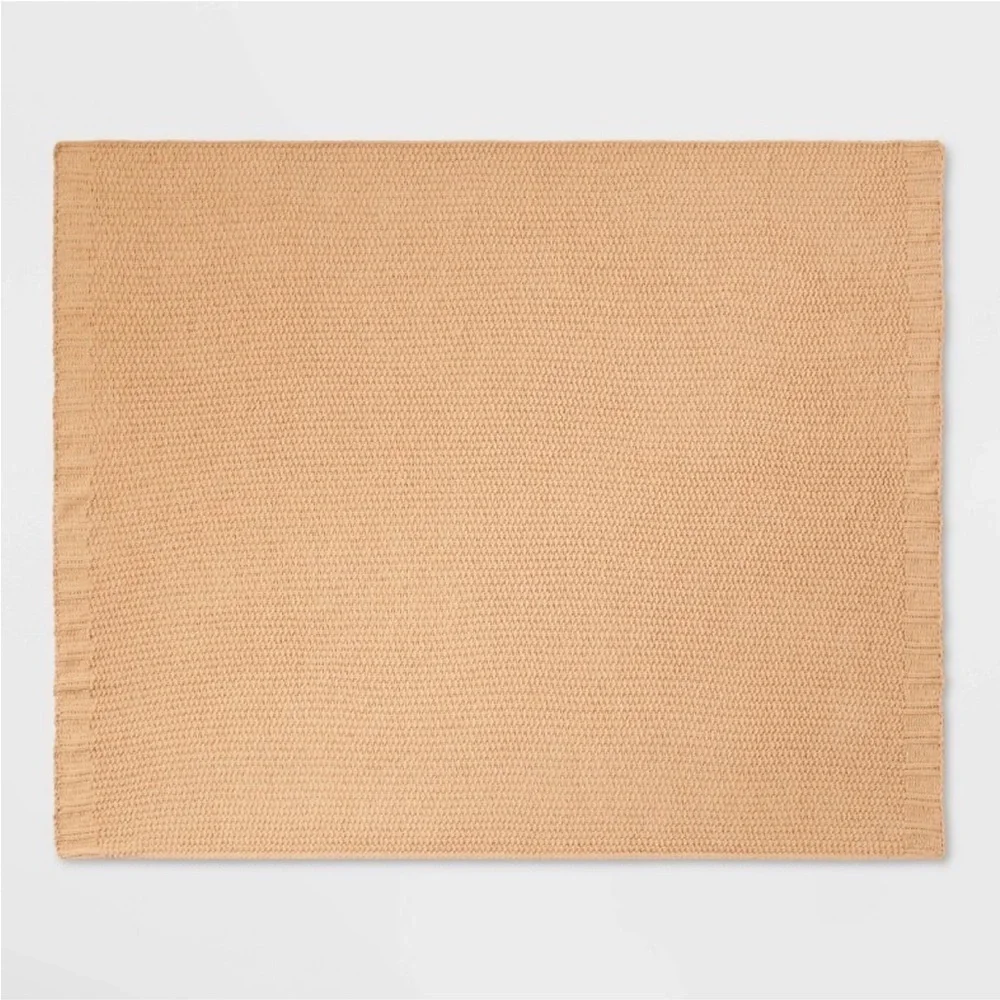 NWT Solid Chenille Knit Throw Blanket Gold -‎ Threshold